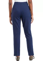 Women's High Rise Split Hem Straight Ponte Pants