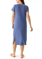 Women's Short Sleeve Split Hem Midi Dress