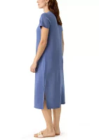 Women's Short Sleeve Split Hem Midi Dress