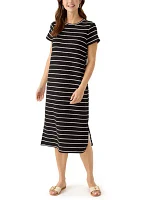 Women's Short Sleeve Split Hem Midi Dress