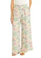 Petite Linen Like Smock Waist Swing Pants