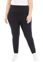 Plus True Black Fleece Lined Leggings