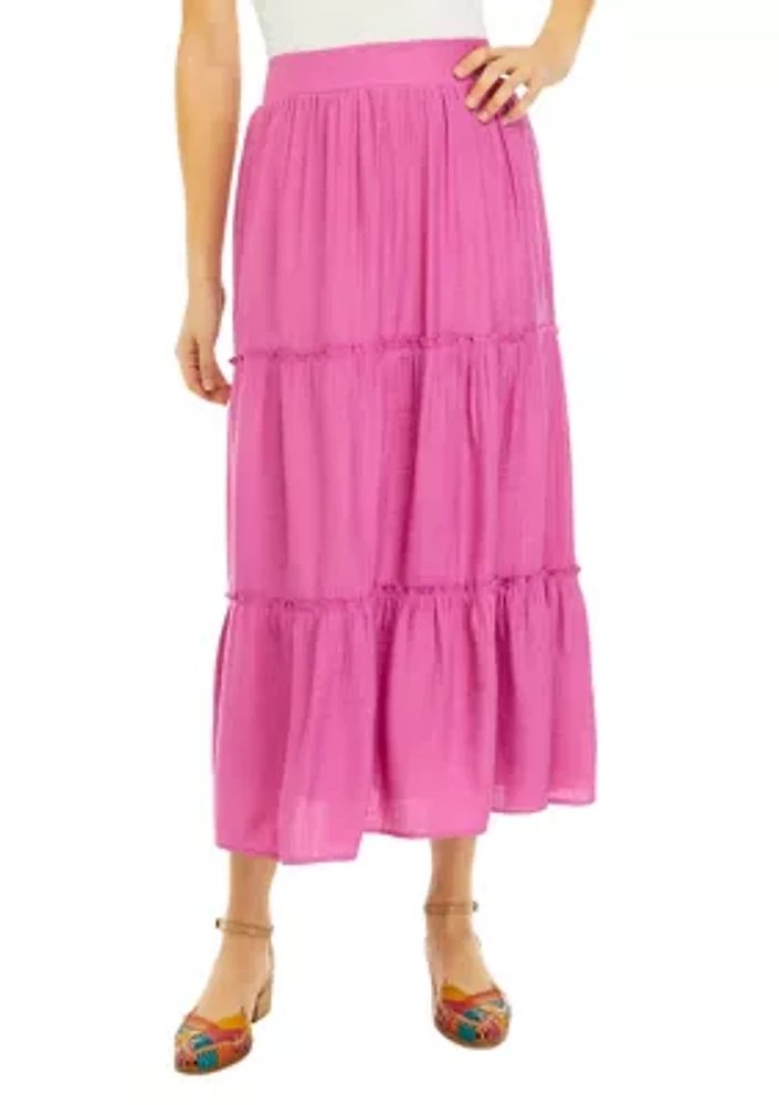 Women's Ruffle Hem Midi Skirt