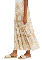 Women's Ruffle Hem Printed Midi Skirt