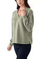 Women's Long Sleeve V-Neck Free Flow Pullover