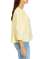 Women's 3/4 Sleeve Linen Like Peasant Blouse