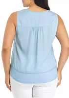 Plus Linen-Like Henley Tank