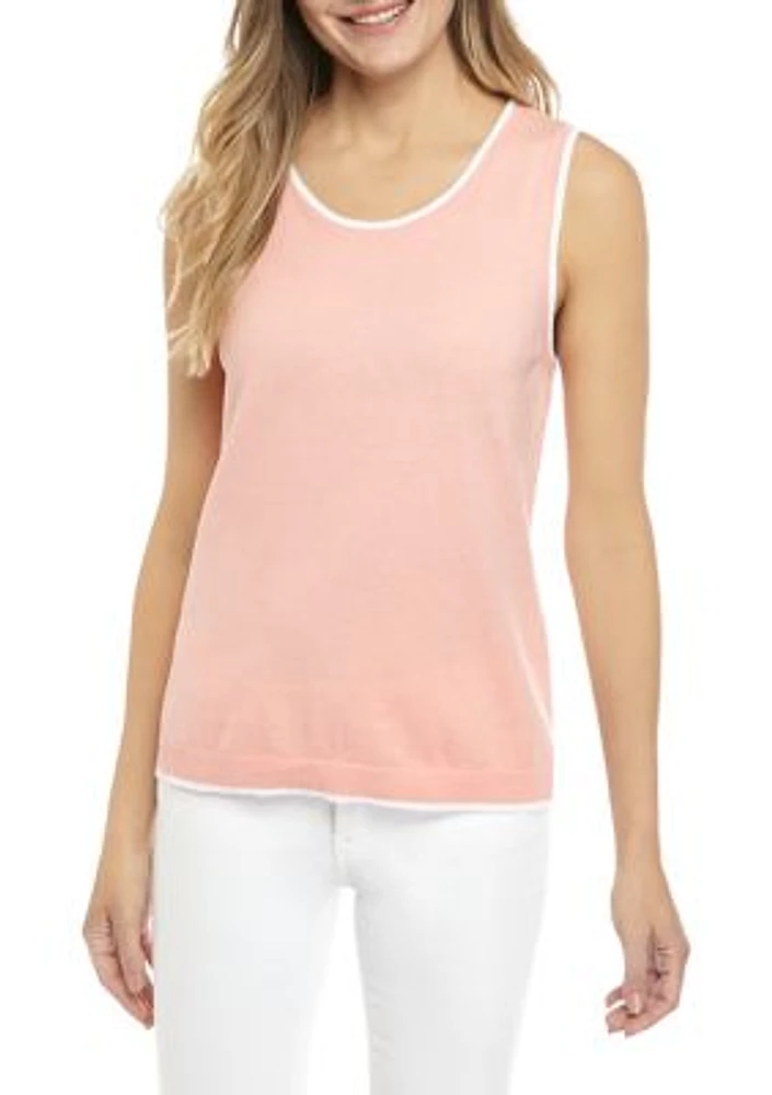 Women's Sleeveless Shell Sweater with Tipping