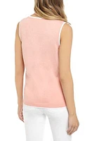 Women's Sleeveless Shell Sweater with Tipping