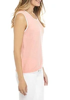 Women's Sleeveless Shell Sweater with Tipping