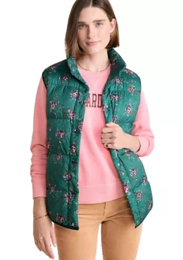 Women's Floral Printed Puffer Vest