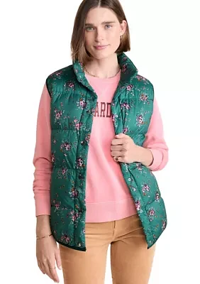 Women's Floral Printed Puffer Vest