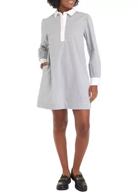 Women's Long Sleeve Poplin Popover Dress