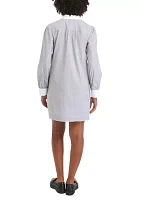 Women's Long Sleeve Poplin Popover Dress