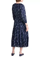 Women's Tiered Long Sleeve Ruffle Maxi Dress