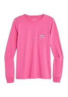 Women's Valentine's Day Icons Whale Fill Long Sleeve Pocket Graphic T-Shirt