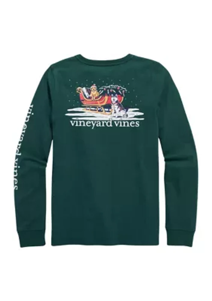 Women's Christmas Sled Dog Long Sleeve T-Shirt