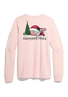 Women's Long Sleeve Christmas Whale Logo Graphic T-Shirt