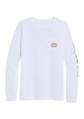 Long Sleeve New Year's Eve Whale Logo Graphic T-Shirt