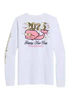 Long Sleeve New Year's Eve Whale Logo Graphic T-Shirt