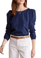 Women's Blouson Sleeve Poplin Top