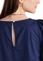 Women's Blouson Sleeve Poplin Top