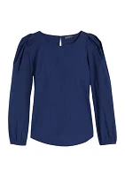 Women's Blouson Sleeve Poplin Top