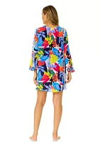 Tropical Stamp Bell Sleeve Tunic