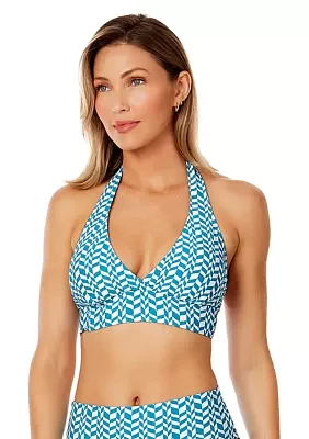 Ripple Geometric Marilyn Halter Swim Top