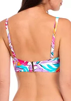 Dance Floor Palm Shirred Underwire Bra Swim Top