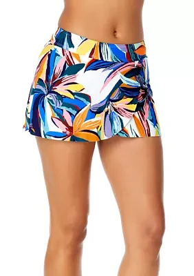 Riviera Floral Tulip Drape Swim Skirt