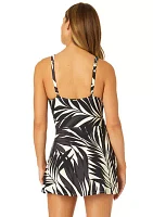 Palm Print Surplice Swimdress