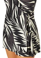 Palm Print Surplice Swimdress