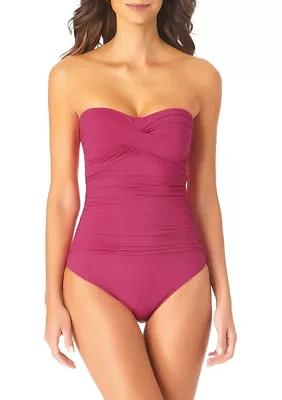 Live Color Shirred Bandeau One Piece Swimsuit