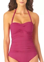 Live Color Shirred Bandeau One Piece Swimsuit