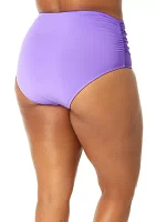 Plus Shirred High Waist Swim Bottoms