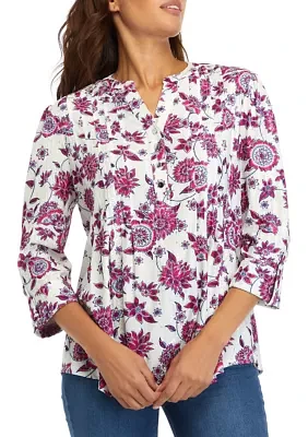 Women's Floral Henley Shirt