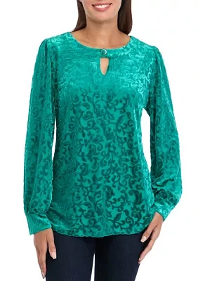 Women's Burnout Velvet Blouse