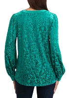 Women's Burnout Velvet Blouse