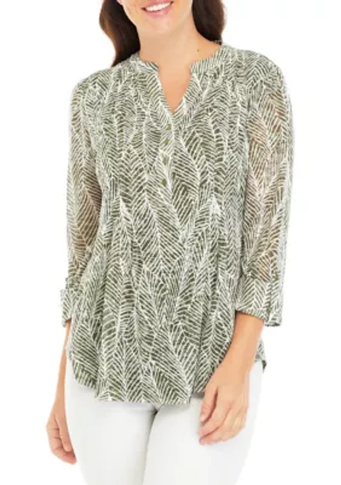 Women's 3/4 Sleeve Knit Henley Top