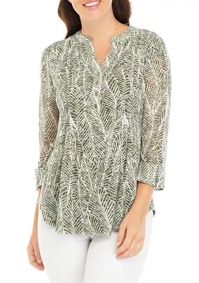 Women's 3/4 Sleeve Knit Henley Top