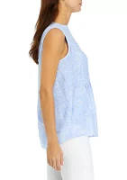 Women's Sleeveless Printed Henley Top