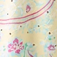Women's Short Sleeve V-Neck Eyelet Printed Top