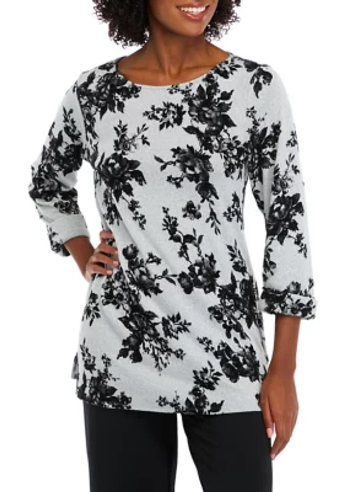 Women's 3/4 Sleeve Printed Swing Top