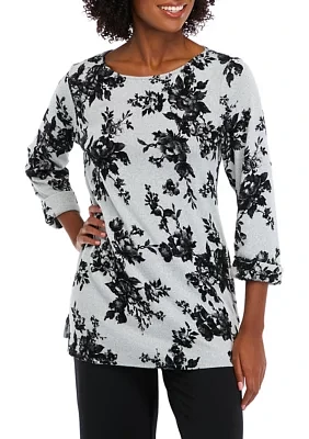 Women's 3/4 Sleeve Printed Swing Top