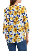 Women's Tassel Floral Henley Shirt