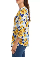 Women's Tassel Floral Henley Shirt