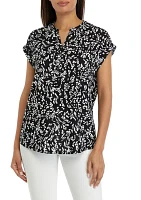 Women's Printed Split Neck Top