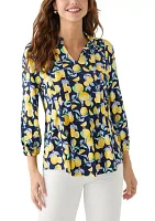 Women's Printed Knit Henley Top