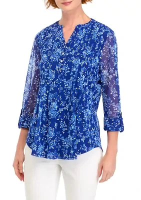 Women's Printed Henley Top